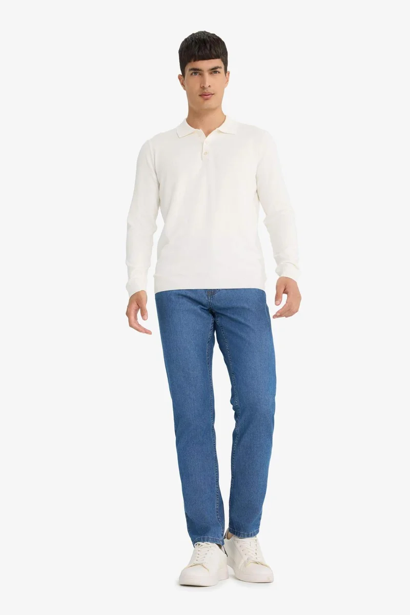 ديفاكتو Standard Fit Polo Collar Knitwear Pullover