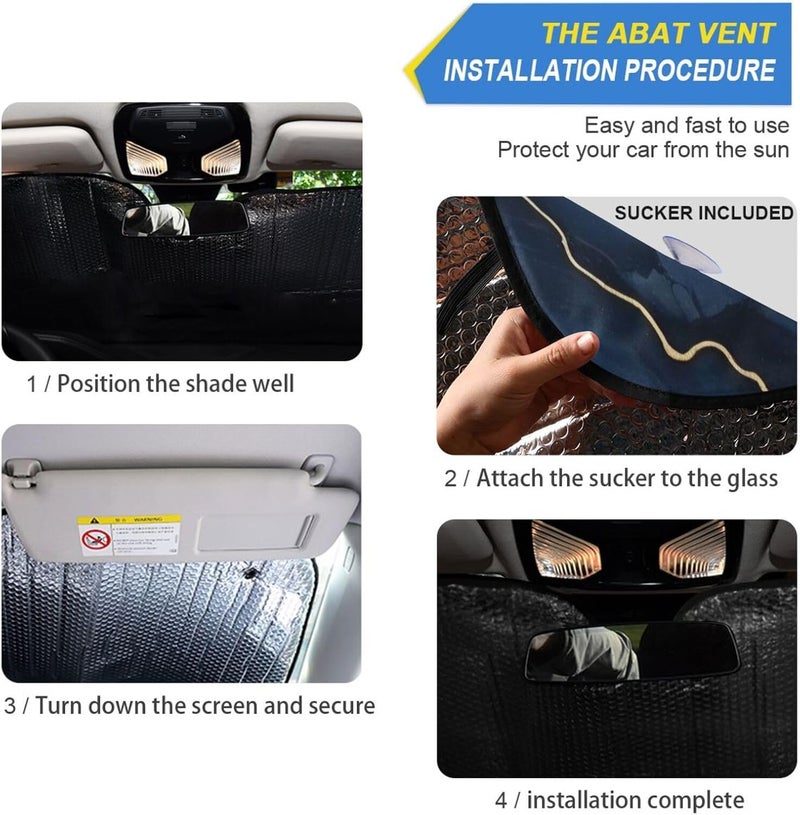 Blue Gold Marble Car Windshield Sun Shade Foldable Sun Visor Automotive Sunshades for Car Truck SUV Blocks UV Rays Keep Your Vehicle Cool - Image 2