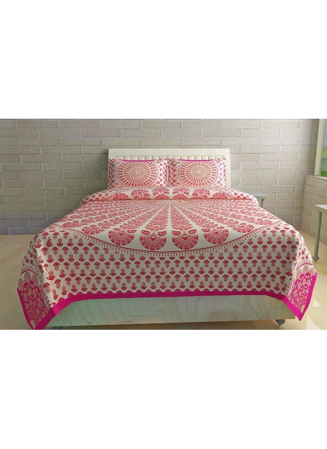 Urban Magic 104 TC Cotton Jaipuri Printed Queen Size Bedsheet