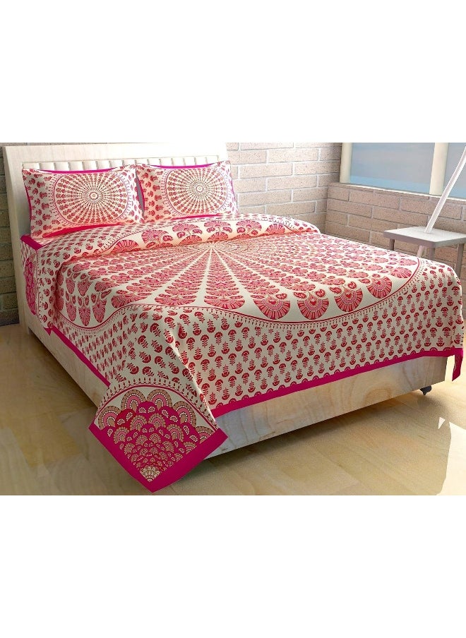 Urban Magic 104 TC Cotton Jaipuri Printed Queen Size Bedsheet