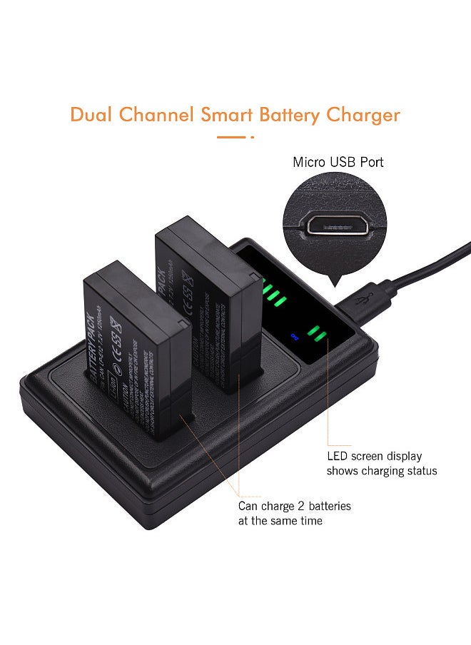 ANDOER - LP-E12 USB Intelligent Charger & Battery Kit 1PCS Dual Channels Camera Battery Charger + 2PCS 7.4V 1250mAh LP-E12 Rechargeable Batteries USB C + Micro USB Port LED Display Screen Replacement - Image 1