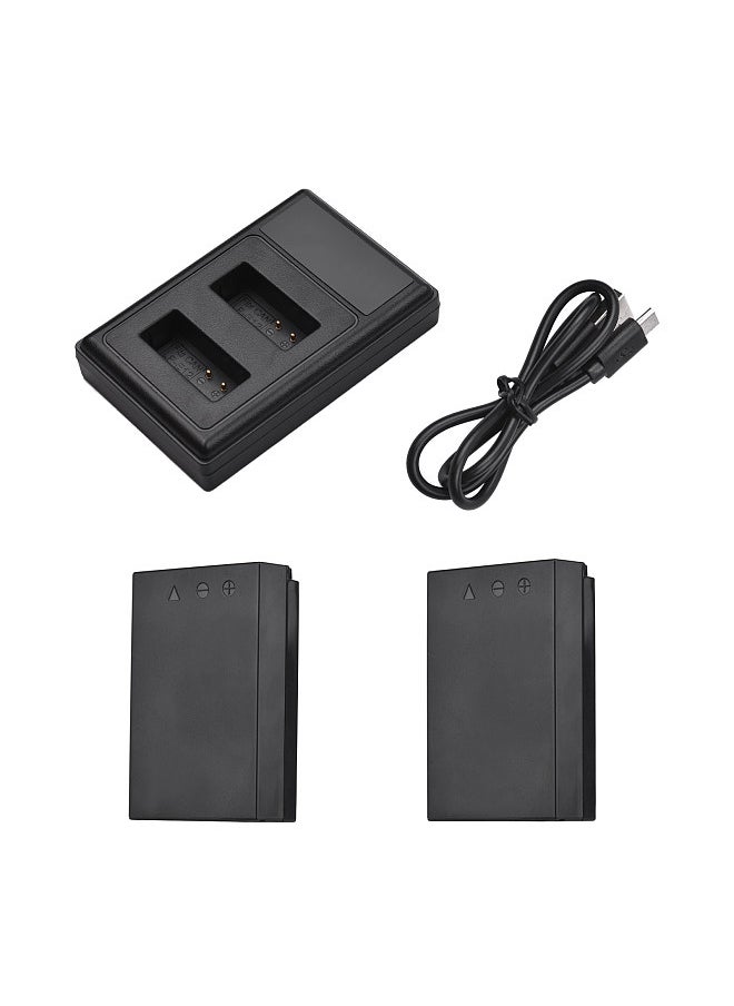 ANDOER - LP-E12 USB Intelligent Charger & Battery Kit 1PCS Dual Channels Camera Battery Charger + 2PCS 7.4V 1250mAh LP-E12 Rechargeable Batteries USB C + Micro USB Port LED Display Screen Replacement - Image 1