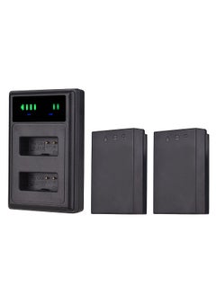 LP-E12 USB Intelligent Charger & Battery Kit 1PCS Dual Channels Camera Battery Charger + 2PCS 7.4V 1250mAh LP-E12 Rechargeable Batteries USB C + Micro USB Port LED Display Screen Replacement