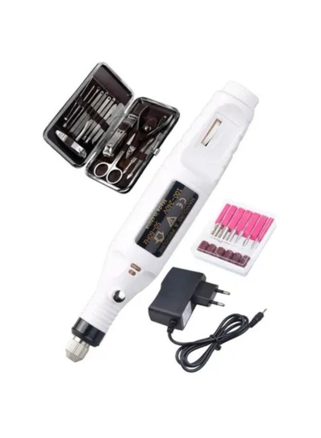 15-Piece Nail Design Tool With Nail Drill Kit And Electric Manicure And Pedicure Machine Set