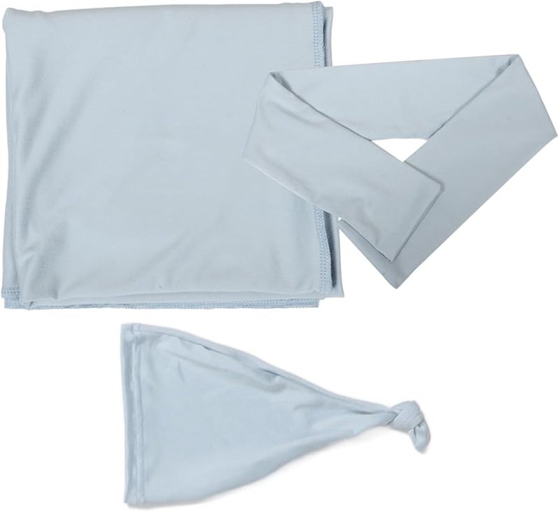 Soft Absorbent Swaddle Blanket Set With Knotted Hat For Newborns Bath Showers Nursery - Image 1