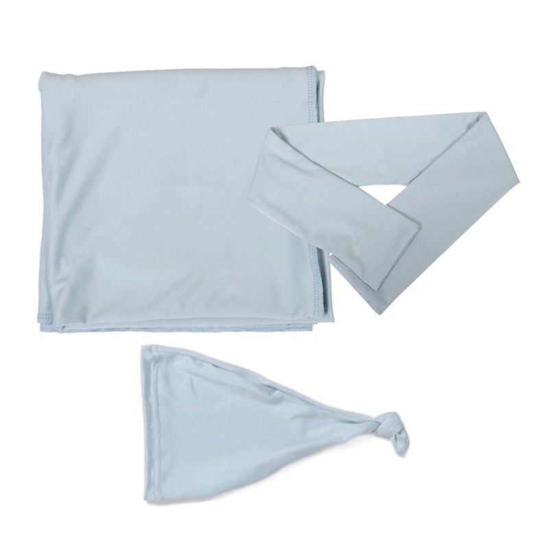 Soft Absorbent Swaddle Blanket Set With Knotted Hat For Newborns Bath Showers Nursery - Image 2
