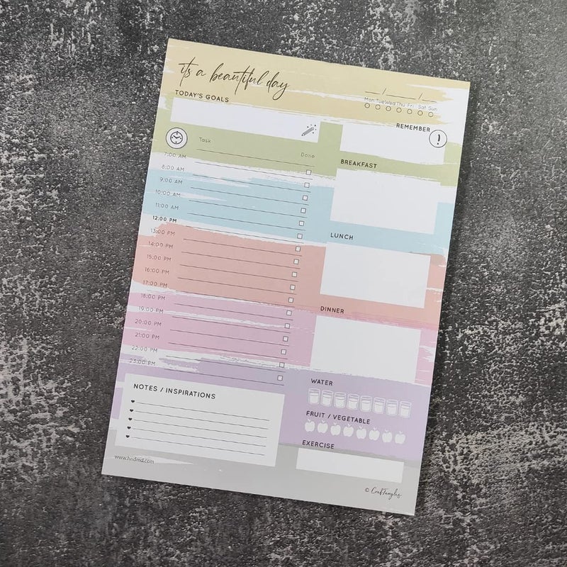 CrafTangles A4 Daily Planner PAD - Colour Me Fun, Soft back Desk Planner Pad, Colour Notepad, 50 Undated Tear-Off Sheets, Calendar for writing to Track Productivity, Goals, Tasks (CTPlanCM-Daily) - Image 2