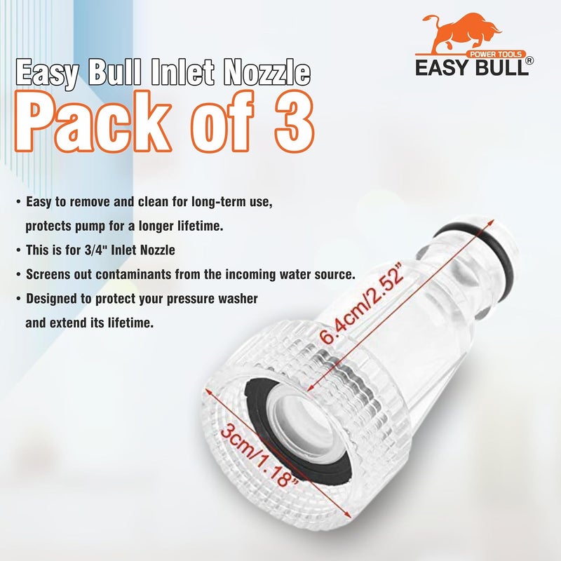 EasyBull Inlet Nozzle Pack of 3 Suitable for Starq Jpt Resqtech Bosch Karcher Pressure washers  - Image 2