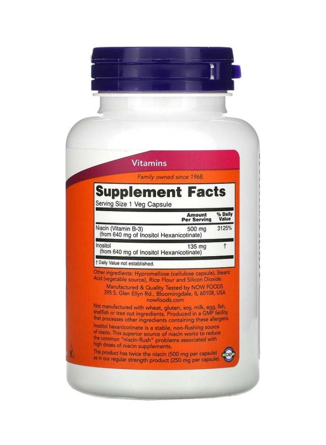 Now Foods Flush-Free Niacin Dietary Supplement 500 mg - 90 Veg Capsules - Image 2