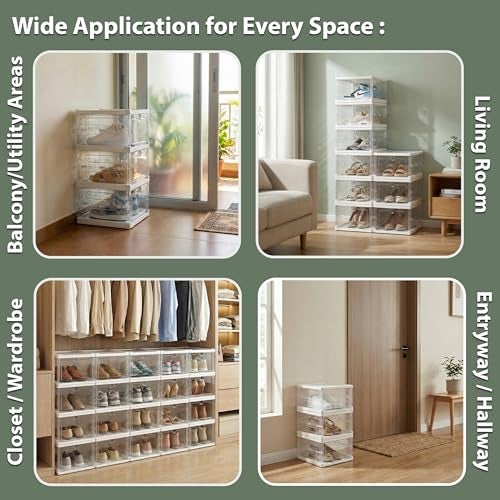 ALOXE Transparent Shoe Rack For Home | Modular Plastic Shoe Storage Box and Organizer with Clear Front Door for Sneakers, Boots & Heels (3 Layers) - Image 5