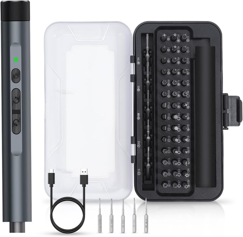 ORIA 49-in-1 Mini Electric Screwdriver, 3.6V Precision Screwdriver Set with 47 Magnetic Bits, LED Lights, Rechargeable Repair Tool Kit for Phone, PC, Laptop, Watch, DIY - Image 1