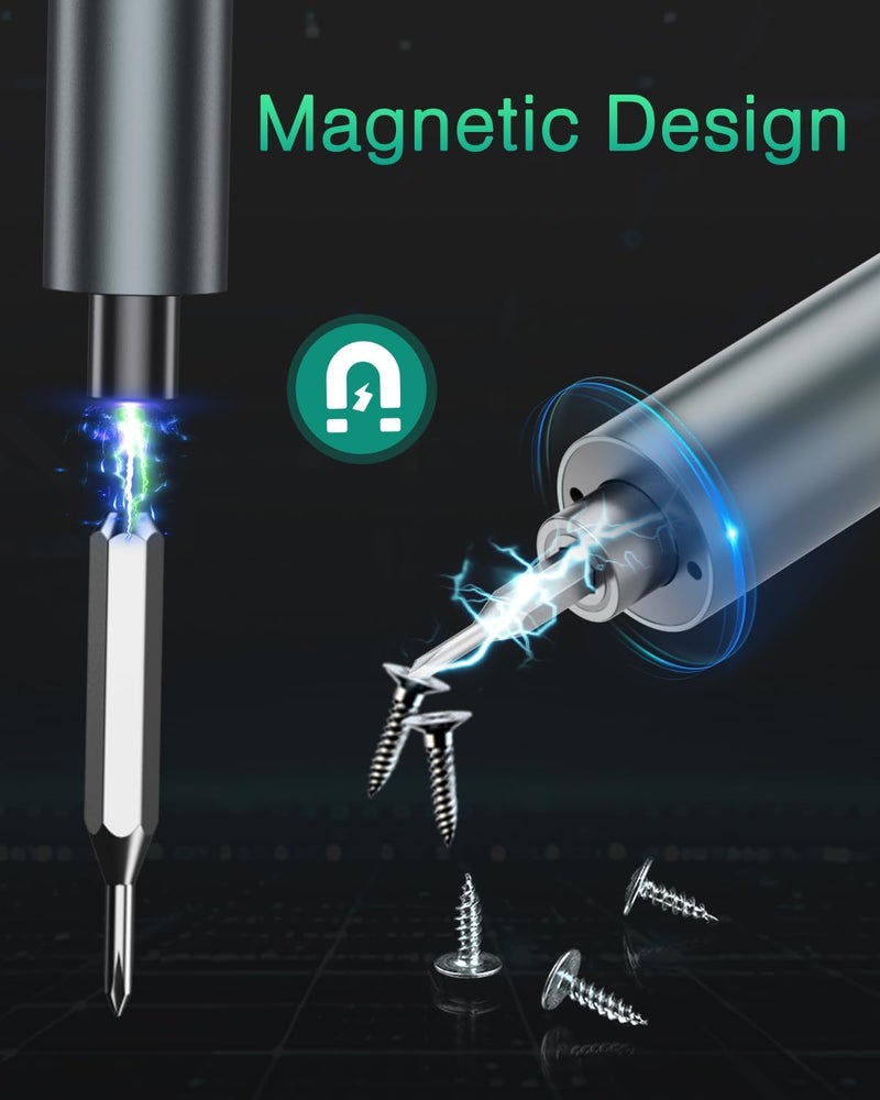 ORIA 49-in-1 Mini Electric Screwdriver, 3.6V Precision Screwdriver Set with 47 Magnetic Bits, LED Lights, Rechargeable Repair Tool Kit for Phone, PC, Laptop, Watch, DIY - Image 3