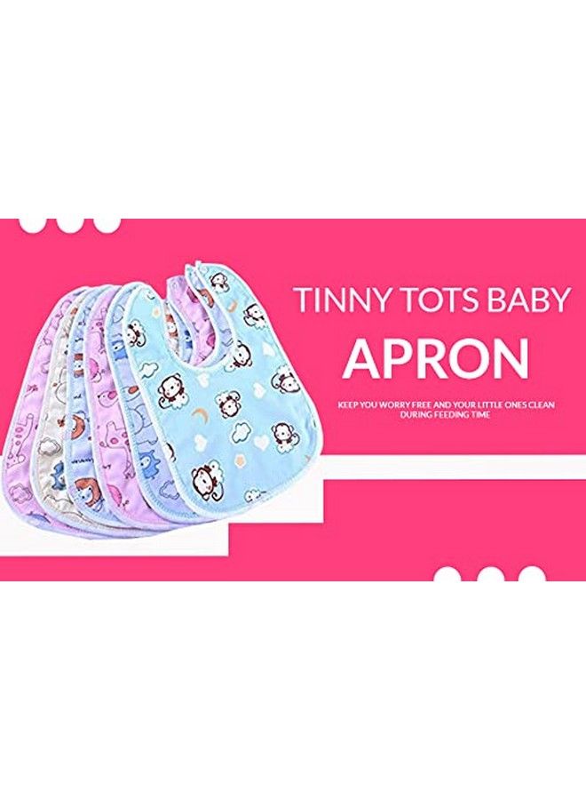 Tinny Tots Baby Waterproof Cotton Feeding Bibs Apron Reusable Durable Long Lasting For Babies Girls Boys Drool Bibs With Snaps Set Combo (Pack Of 6) - Image 3