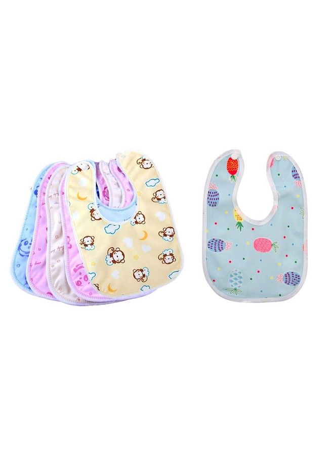 Tinny Tots Baby Waterproof Cotton Feeding Bibs Apron Reusable Durable Long Lasting For Babies Girls Boys Drool Bibs With Snaps Set Combo (Pack Of 6) - Image 2