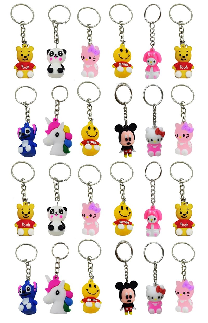 Asera سلاسل مفاتيح شخصيات كرتونية للأطفال (متعددة الألوان) مجموعة من 24 - Image 1