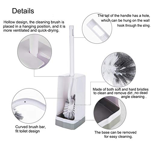 Marbrasse Marbarsse Bathroom Toilet Bowl Brush and Holder, Curved Design Toilet Brush for Deep Cleaning Under Rim, Best Toilet Brush Set, Easy Handy CompactToilet BowlCleaner Brush for Bathroom, 1 Pack - Image 3