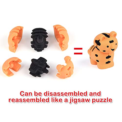 MIAHART 30 Pack Valentines Erasers Set Animal Pencil Erasers Filled Hearts Box and Valentine's Cards forTeenager Valentines Party Favors, Carnivals Gift, Supplies (Animal) - Image 4