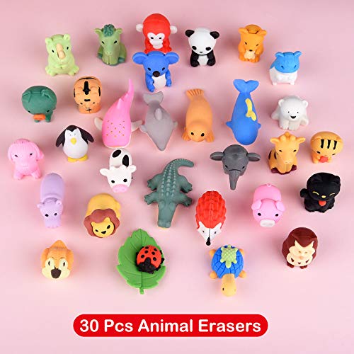 MIAHART 30 Pack Valentines Erasers Set Animal Pencil Erasers Filled Hearts Box and Valentine's Cards forTeenager Valentines Party Favors, Carnivals Gift, Supplies (Animal) - Image 5