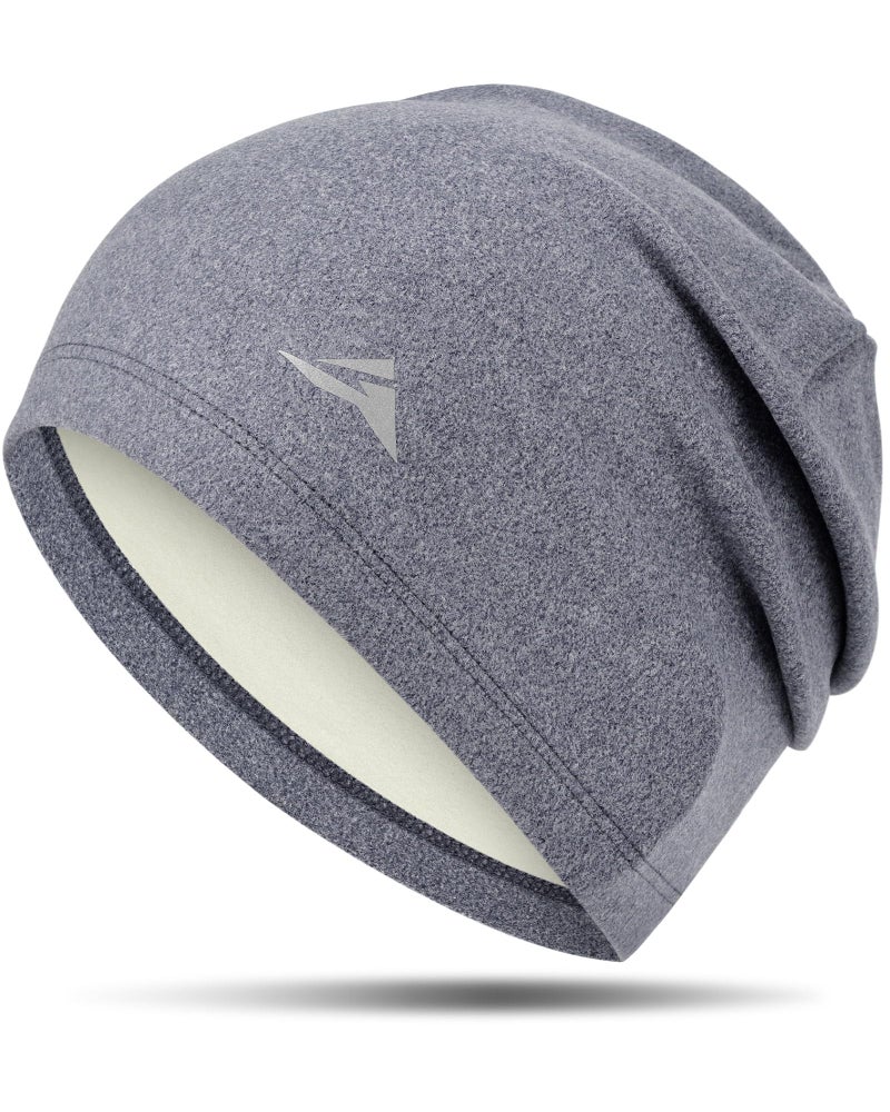 GXCROR Fleece Beanies Flexfit Winter Hats Skull Cap Cycling Cap Reflective Running Gear Bonnet Blue - Image 1