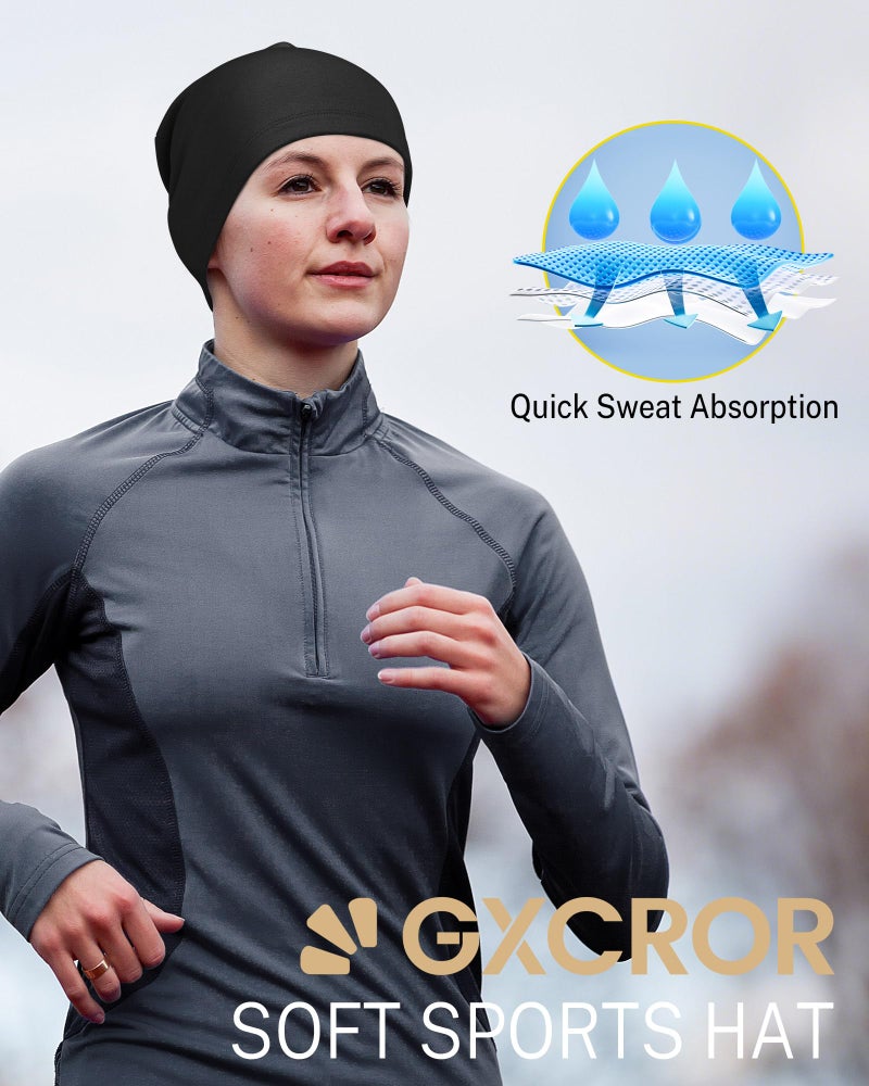GXCROR Fleece Beanies Flexfit Winter Hats Skull Cap Cycling Cap Reflective Running Gear Bonnet Blue - Image 5