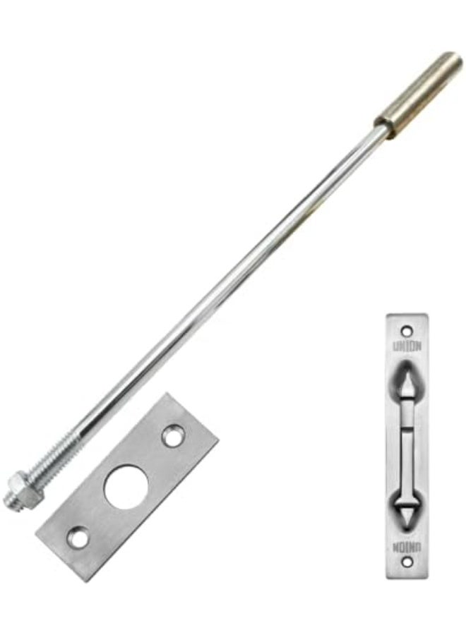 Union Flush Bolt for Metal Doors Sprung Lever Action Satin Stainless Steel Radiused Corners Top & Bottom Door Security