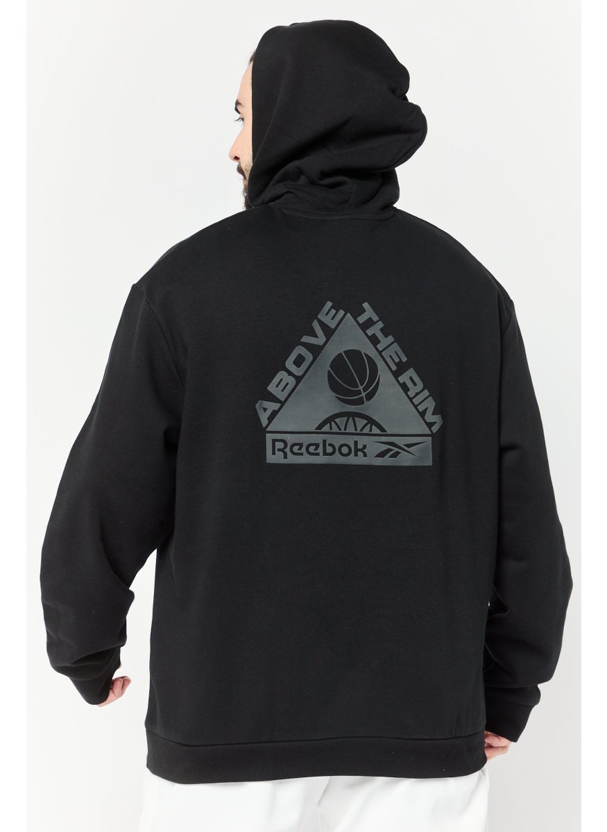 Reebok Men Sportswear Fit Long Sleeve Basketball Hoodie, Black  - Image 3