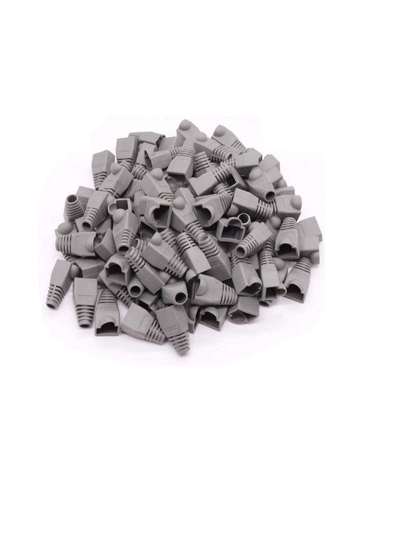 Ethernet RJ45 Cable Connector Boots Silicon Cover Strain Relief Boots CAT5 CAT5E CAT6 CAT6E (Grey - Pack of 100)  - Image 1