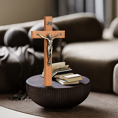 ARCHOBAN 10" Crucifix Wall Cross – Catholic Wooden Jesus Christ Cross for Wall or Prayer Room, Solid Wood Home Decor - Image 4