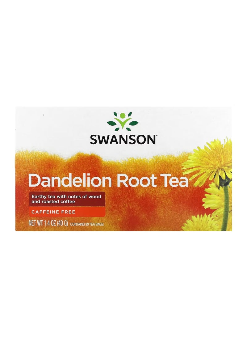 Swanson, Dandelion Root Tea, Caffeine Free, 20 Tea Bags, 1.4 oz (40 g)