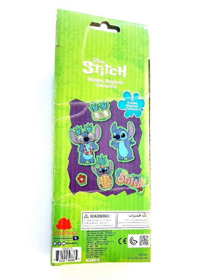 Disney Stitch Wooden Magnetic Characters | Decorative Fridge Magnet | Pack of 15 |Home, Kitchen, Office Use | Multicolor | Age 3+ - Image 1
