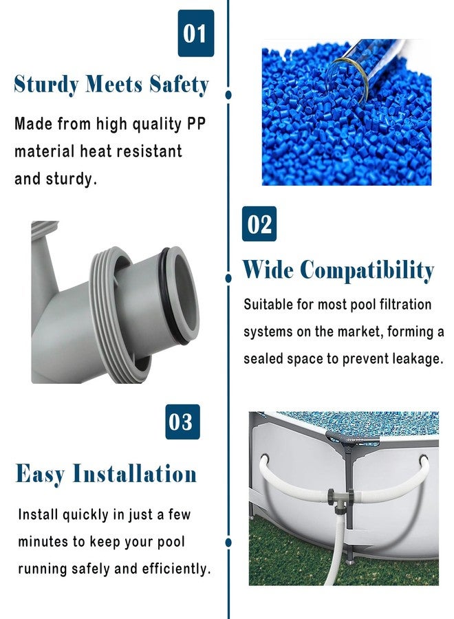 Aowalen Pool Hose Connector, 1.5" to 1.5" T-Joint Pool Hose Adapter for Above Ground Swimming Pool Filter Pump and Pool Vacuum, 3 Way Pool Pump Connectors Replacement Parts (1.5" to 1.5" T Joint) - Image 4