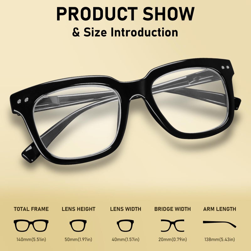 Chofilord 6 Pack Fashion Reading Glasses For Women Men Blue Light Blocking Oversized Square Readers With Spring Hinge (6 Pack Colorful D  1.25  X) - Image 3