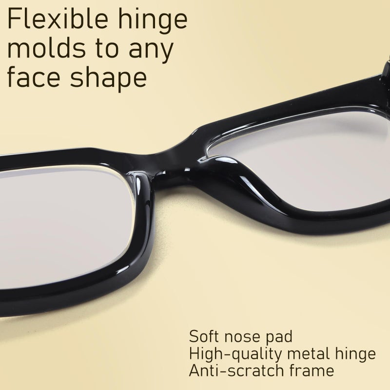 Chofilord 6 Pack Fashion Reading Glasses For Women Men Blue Light Blocking Oversized Square Readers With Spring Hinge (6 Pack Colorful D  1.25  X) - Image 4