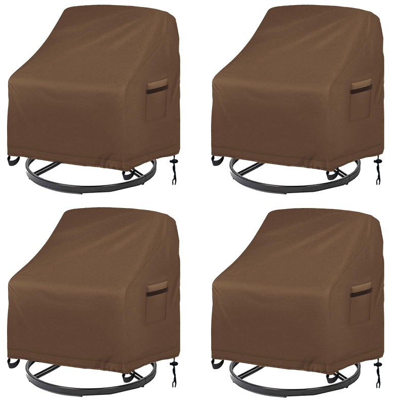 Oslimea Outdoor Swivel Chair Covers Waterproof 4 Pack Patio Chair Covers for Outdoor Furniture Heavy Duty Lawn Furniture Covers for Winter Khaki 30 W x 34 D x 385 H - Image 2