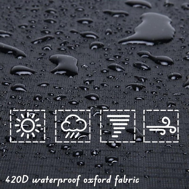 JDLYEVER Grill Cover, 420D Oxford Fabric BBQ Grill Cover, Waterproof and Dustproof, Garden Furniture Protective Cover, UV Resistant, Measures 145x60x116 cm, All-Weather Protection, Adjustable Straps - Image 5