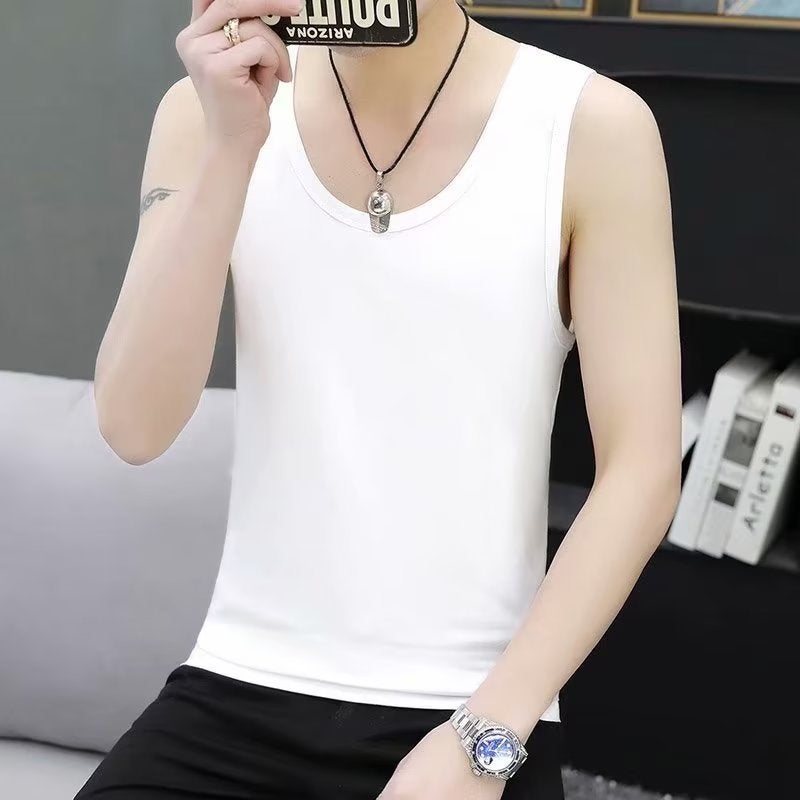 Japanese Style Fashionable Mens Tank Top White  - Image 1