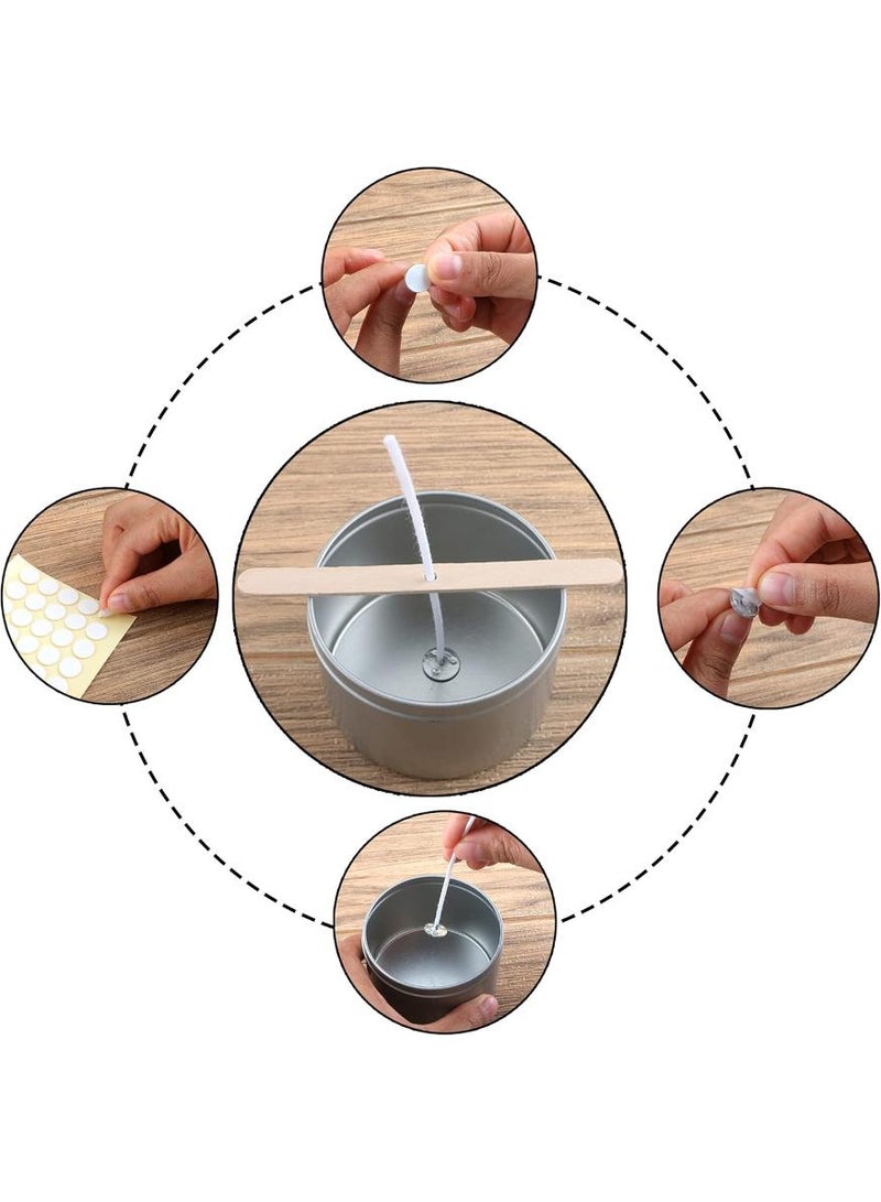 حياة كومفورت طقم فتائل، 10 سم فتيلة وملصق فتيل وحاملات فتائل خشبية - فتائل مغلفة بالبارافين، طقم فتائل قطنية لصناعة الشموع والشموع التي تصنعها بنفسك - Image 5