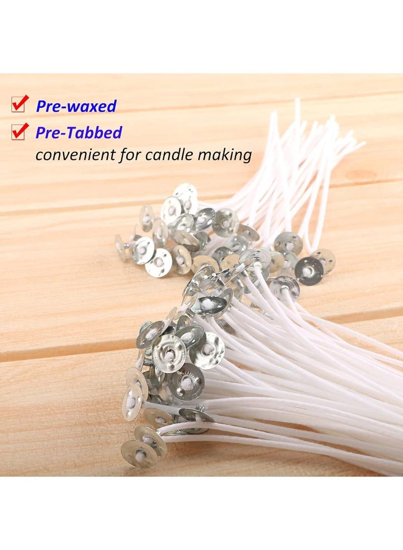 حياة كومفورت طقم فتائل، 10 سم فتيلة وملصق فتيل وحاملات فتائل خشبية - فتائل مغلفة بالبارافين، طقم فتائل قطنية لصناعة الشموع والشموع التي تصنعها بنفسك - Image 3