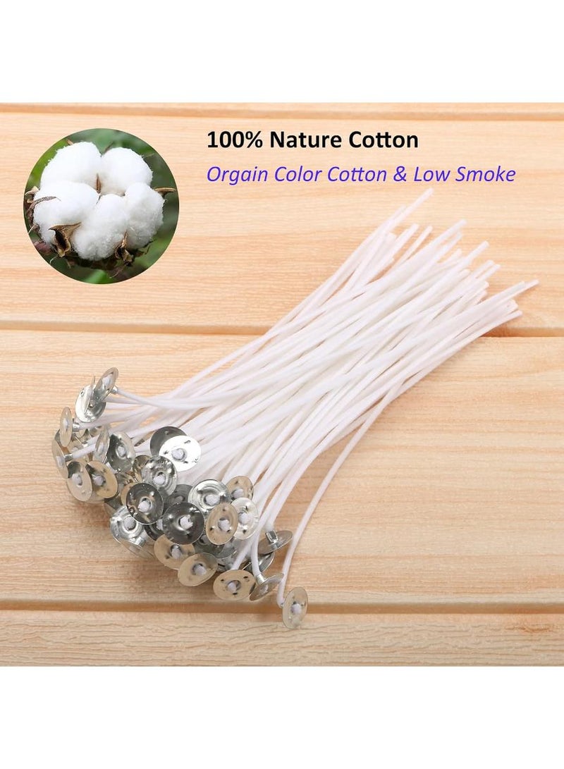 حياة كومفورت طقم فتائل، 10 سم فتيلة وملصق فتيل وحاملات فتائل خشبية - فتائل مغلفة بالبارافين، طقم فتائل قطنية لصناعة الشموع والشموع التي تصنعها بنفسك - Image 2