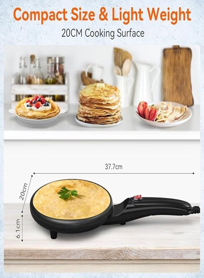 showkah Electric Crepe Maker Non-Stick Pancake Maker, Portable Crepe Maker with Whisk and Bowl, Dosa Maker - Image 4