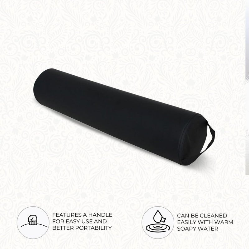 ForPro Professional Collection ForPro Full Round Bolster Pillow, Black, Oil and Stain-Resistant, for Massage and Yoga, 6â€ R x 26â€ L - Image 4