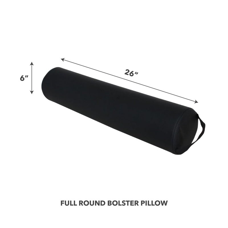 ForPro Professional Collection ForPro Full Round Bolster Pillow, Black, Oil and Stain-Resistant, for Massage and Yoga, 6â€ R x 26â€ L - Image 2