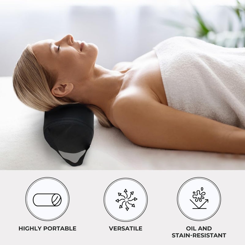 ForPro Professional Collection ForPro Full Round Bolster Pillow, Black, Oil and Stain-Resistant, for Massage and Yoga, 6â€ R x 26â€ L - Image 5