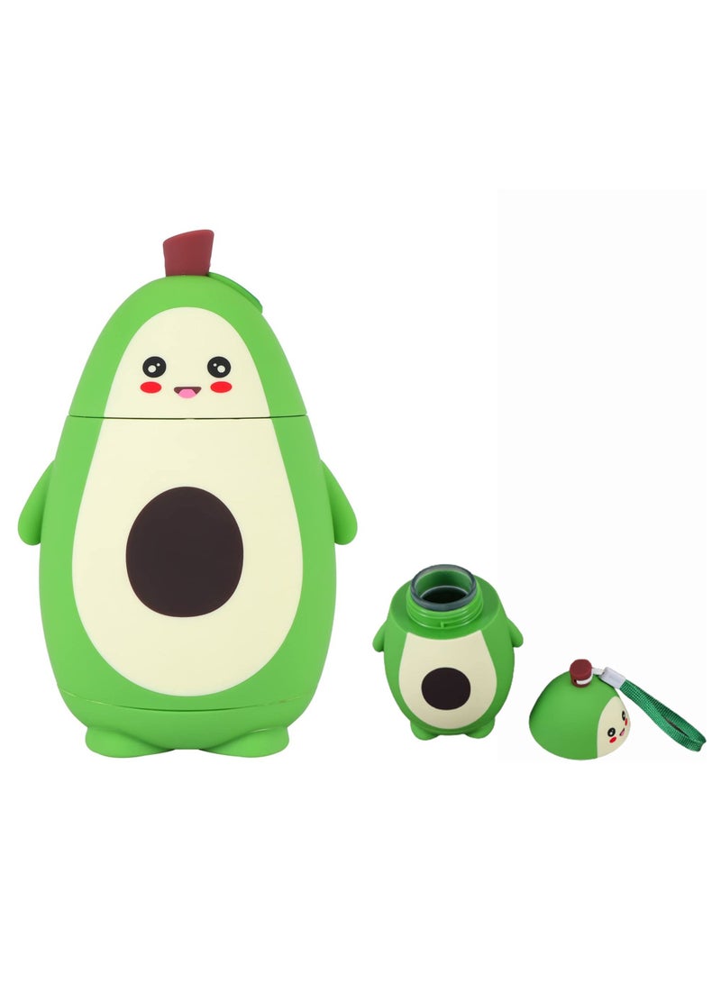 واي آند دي Cute Portable Water Cup, Cartoon Avocado Glass Double Layer Student Simple Fresh Mori, Travel Mug Tea Bottle Coffee Flask, Born for Girls And Ladies, Green - Image 1