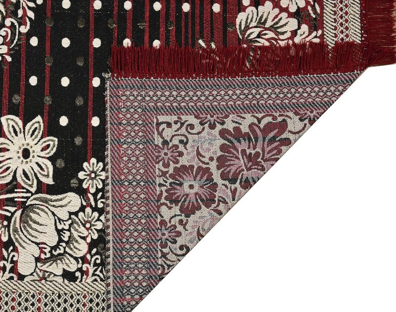 Purav Light Traditional Persian Design Cotton Carpet for Living Room| Elegant Persian Design Carpets| Carpet for Home Decoration,Living Room| 5x7 Feet Kaleen Mat| Washable| Colour-Maroon | Pack of 1 - Image 4
