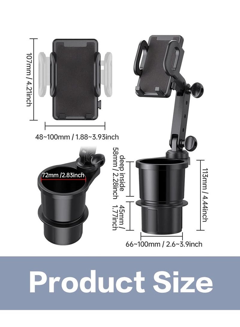 2 in 1 Universal Car Cup Holder Expander with 360° Rotation Phone Mount Auto Cell Phone Stand Drink Holder Stabilizer Multifunctional Accessory - Image 2