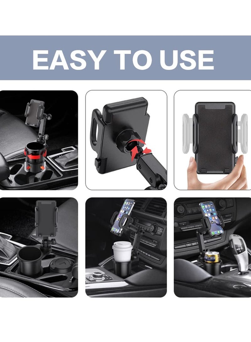 2 in 1 Universal Car Cup Holder Expander with 360° Rotation Phone Mount Auto Cell Phone Stand Drink Holder Stabilizer Multifunctional Accessory - Image 4