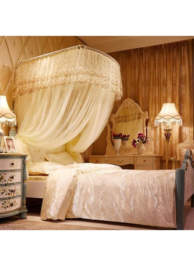 Home textile mosquito net, fishing rod telescopic rail mosquito net, double thickness U-shaped mosquito net, 1.5*2.0m (thick 32mm tube)