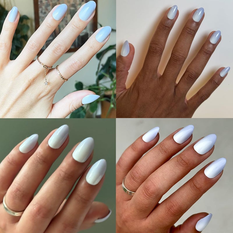 Olive & June Instant Mani Press-On Nails (Glue) | 42 Fake Nails, 21 Sizes | Non-Toxic, Long-Lasting Recycled Materials Realistic Look | Spring Flowers & Patterns |Medium, Almond | BP Ombre - Image 5