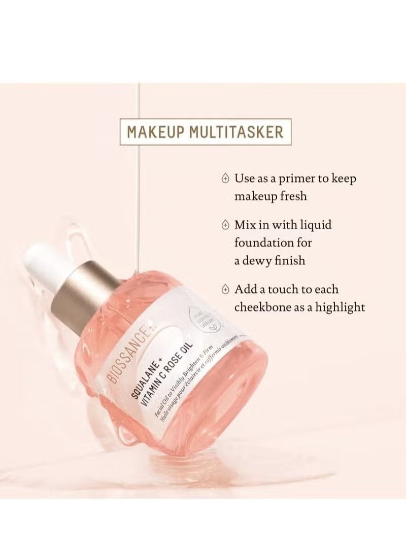 BIOSSANCE Squalane + Vitamin C Rose Oil，Facial Oil to Visibly Brighten, Hydrate, Firm and Reveal Radiant Skin 30ml - Image 2